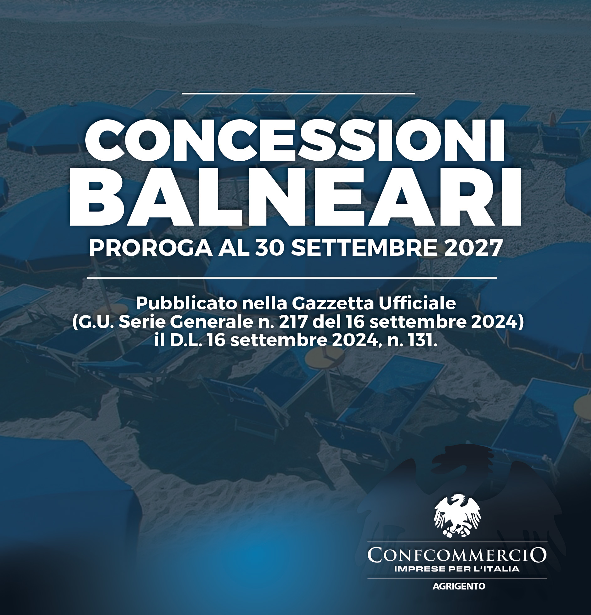 CONCESSIONI BALNEARI, PROROGA AL 30 SETTEMBRE 2027